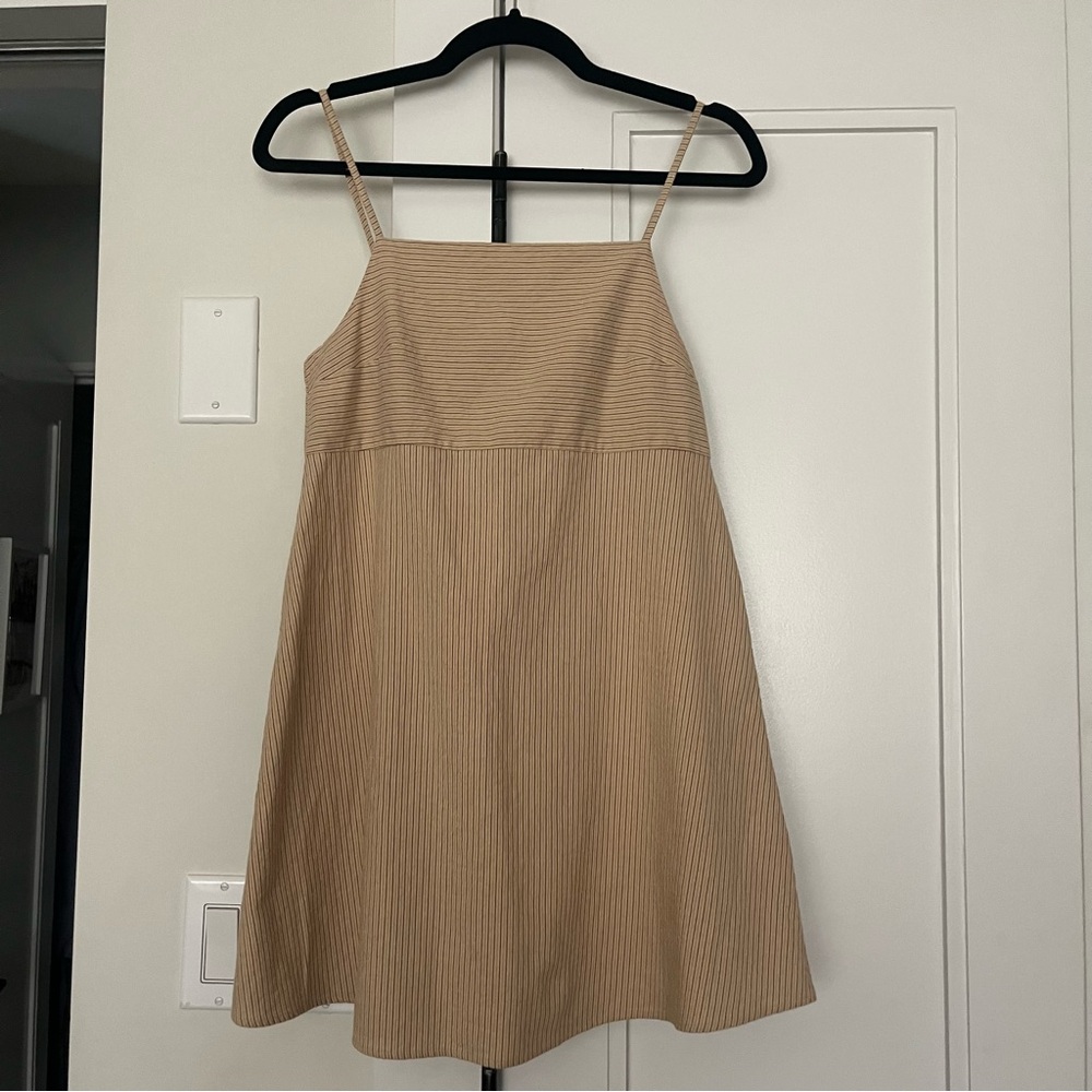 ZARA beige Striped Mini Dress